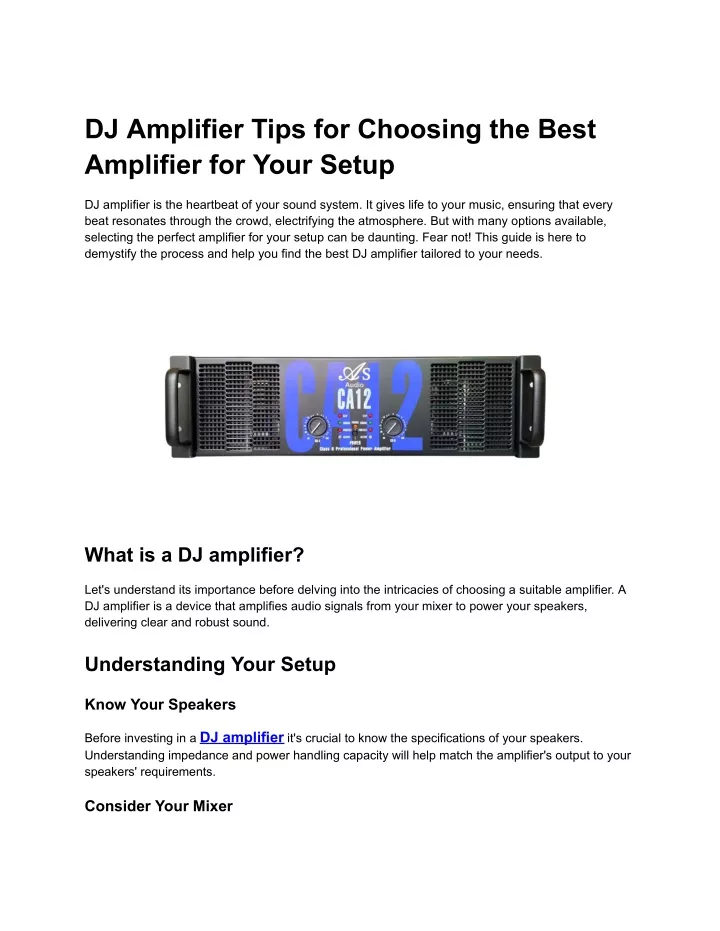 dj amplifier tips for choosing the best amplifier