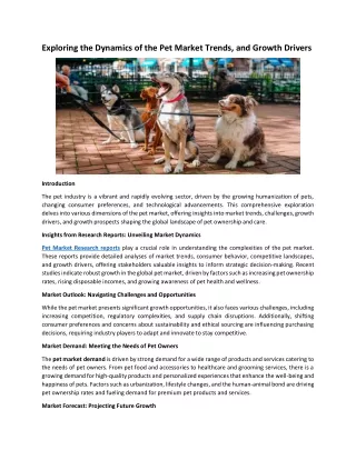 exploring the dynamics of the pet market trends