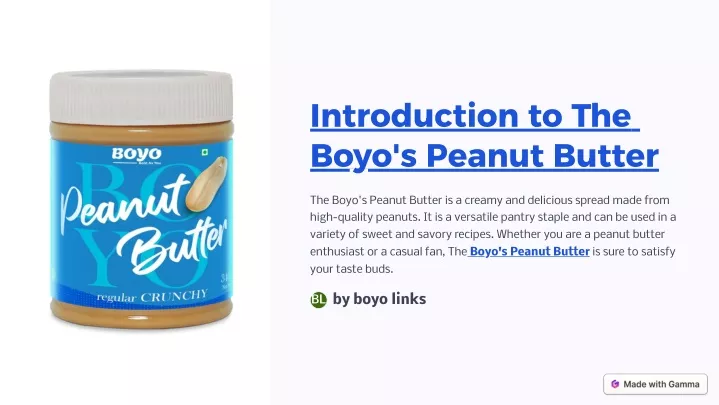 introduction to the boyo s peanut butter