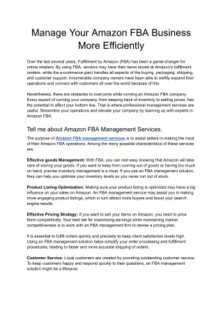 manage your amazon fba business more efficiently