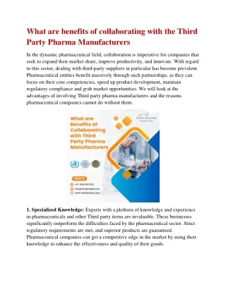 What are benefits of collaborating with the Third Party Pharma Manufacturers