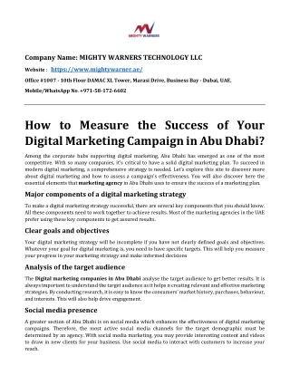 Measure the Success of Your Digital Marketing Campaign in Abu Dhabi