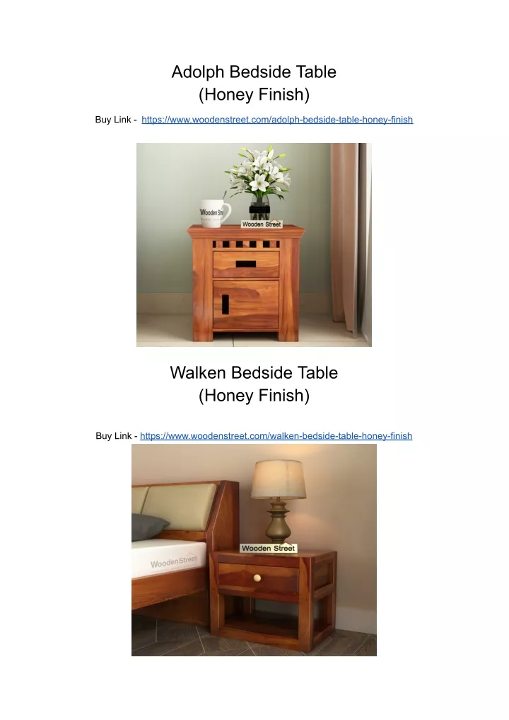 adolph bedside table honey finish