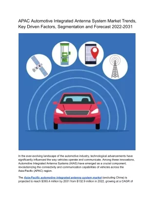 APAC Automotive Integrated Antenna System Market Analysis 2022-2031