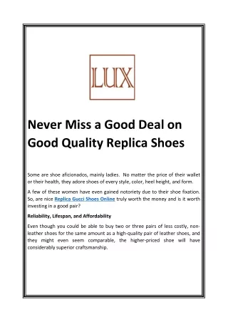 Never Miss a Good Deal on Good Quality Replica Shoes