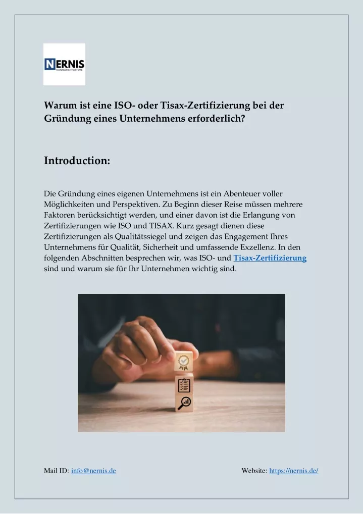 warum ist eine iso oder tisax zertifizierung