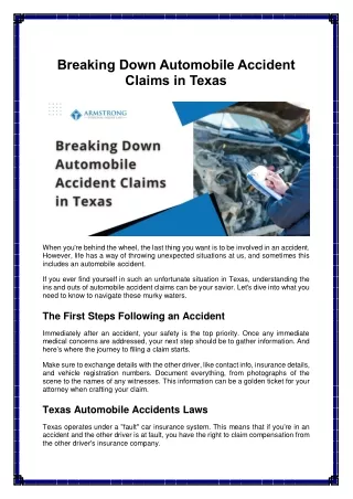 Breaking Down Automobile Accident Claims in Texas