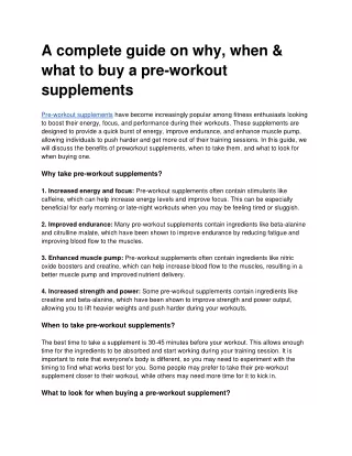 _A complete guide on why, when & what to buy a pre-workout supplements