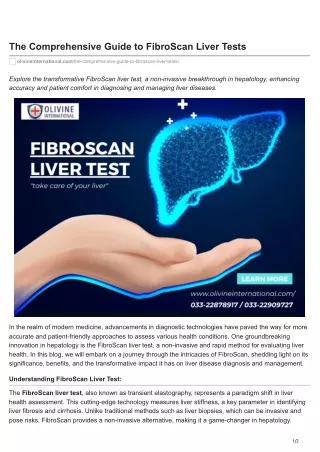The Comprehensive Guide to FibroScan Liver Tests