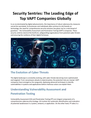 security sentries the leading edge of top vapt
