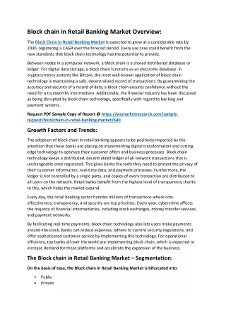 block chain in retail banking market overview