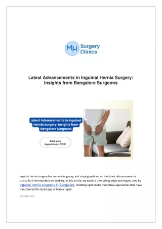 Latest Advancements in Inguinal Hernia Surgery