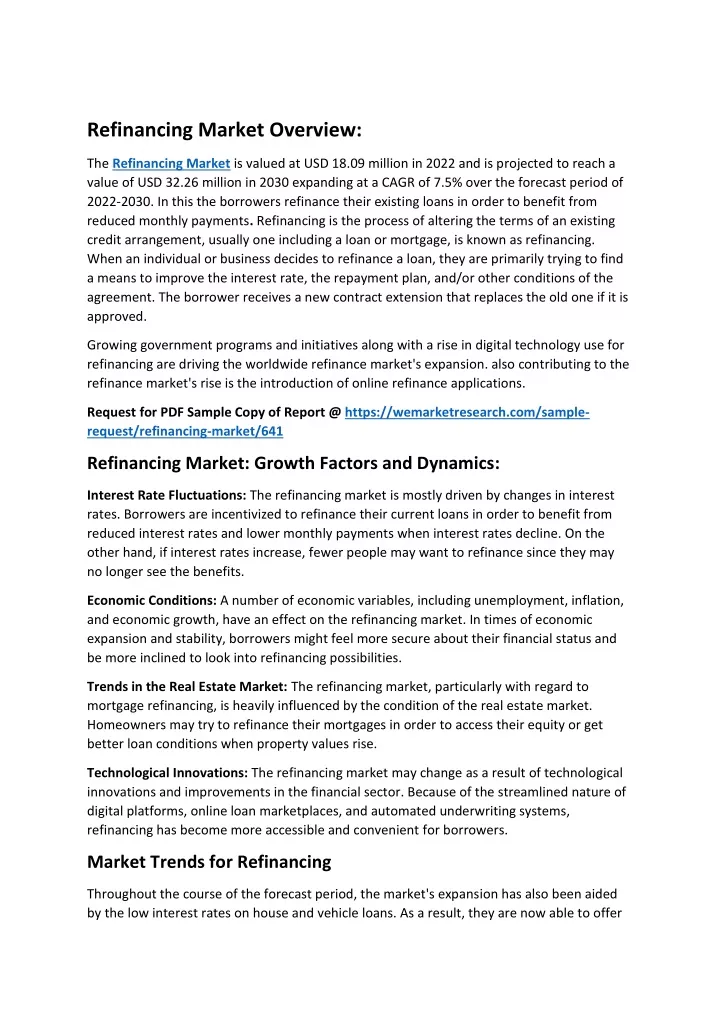 refinancing market overview