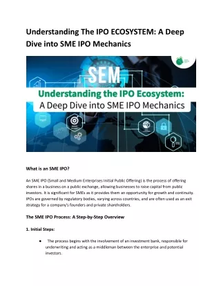 Understanding The IPO ECOSYSTEM - A Deep Dive into SME IPO Mechanics