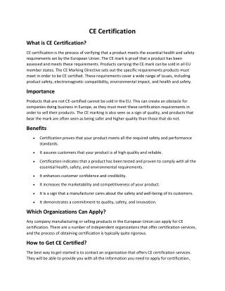 CE Certification-Article mod