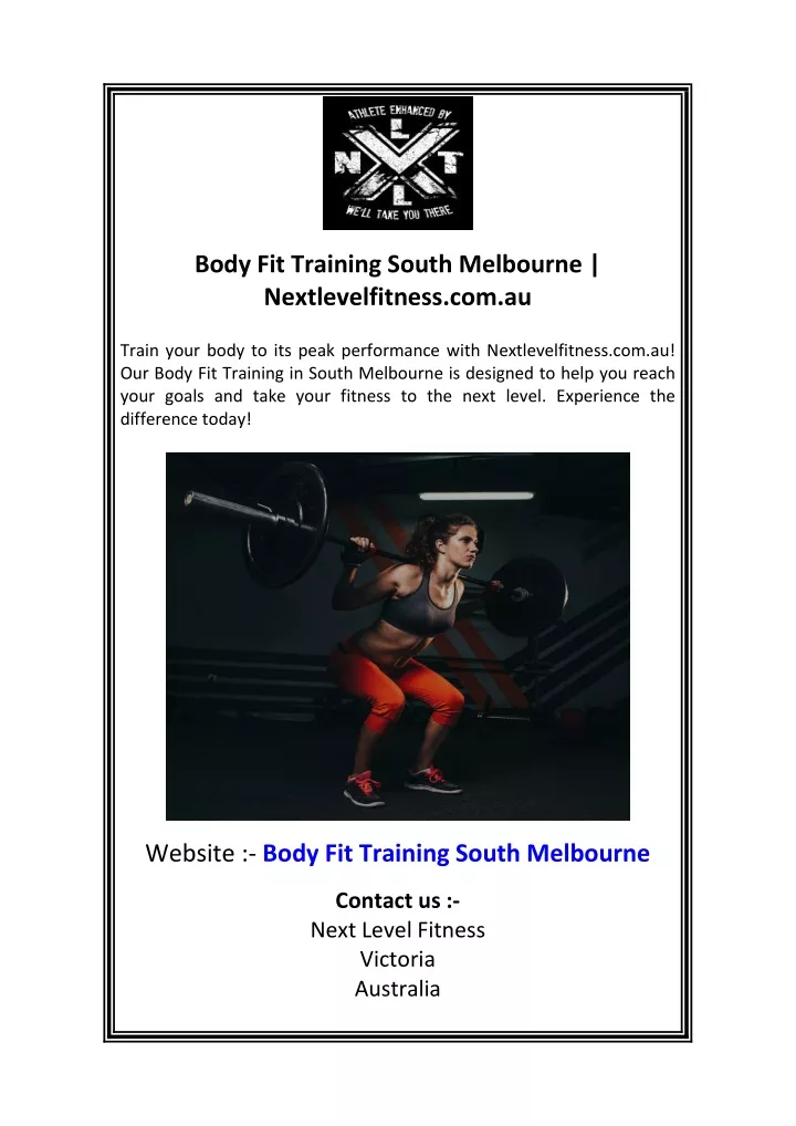 body fit training south melbourne