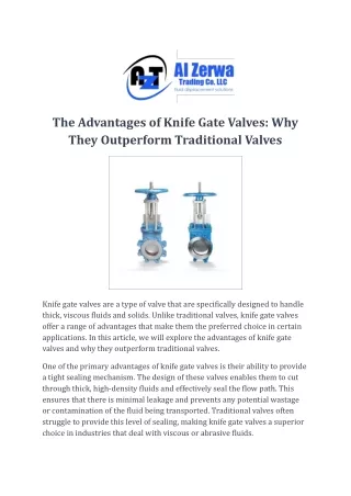 The Advantages of Knife Gate Valves_ Why They Outperform Traditional Valves