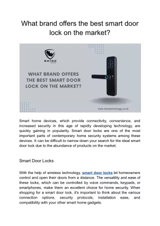 What brand offers the best smart door lock on the market