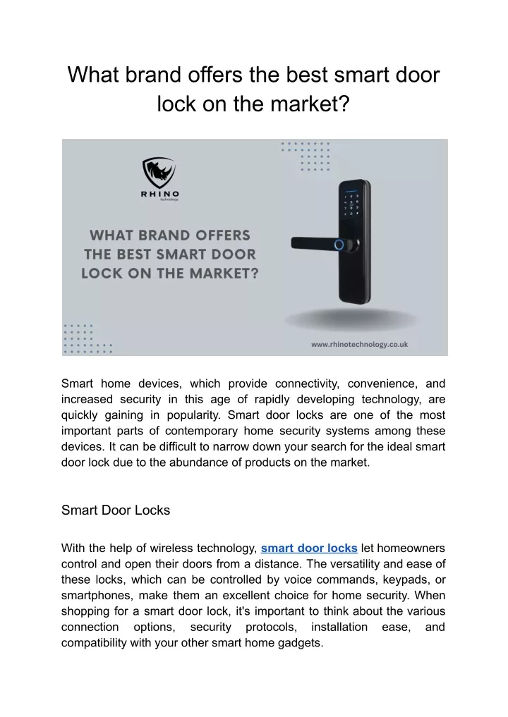 what brand offers the best smart door lock
