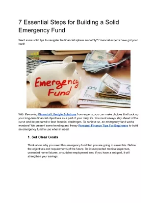 7 Essential Steps for Building a Solid Emergency Fund