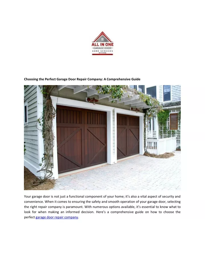 choosing the perfect garage door repair company