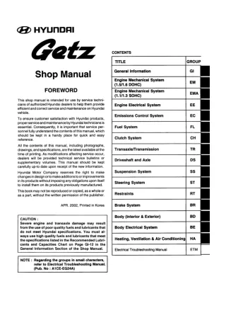 2005 Hyundai Getz Service Repair Manual