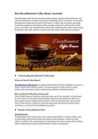 Best Decaffeinated Coffee Beans Australia