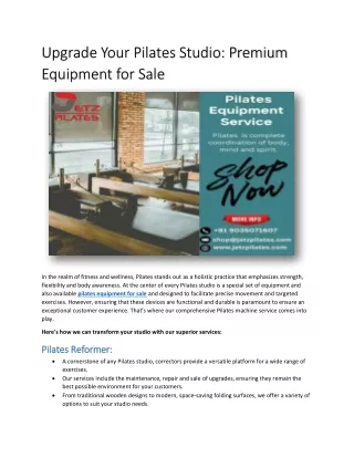 Upgrade Your Pilates Studio Premium Equipment for Sale