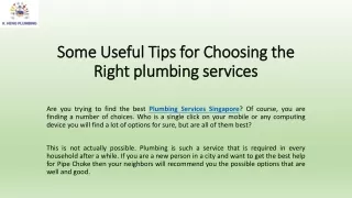 Some Useful Tips for Choosing the Right plumbing services