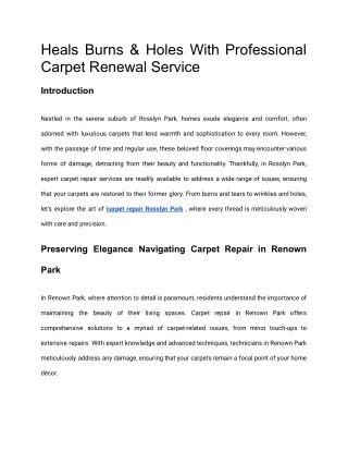 Heals Burns & Holes With Professional Carpet Renewal Service