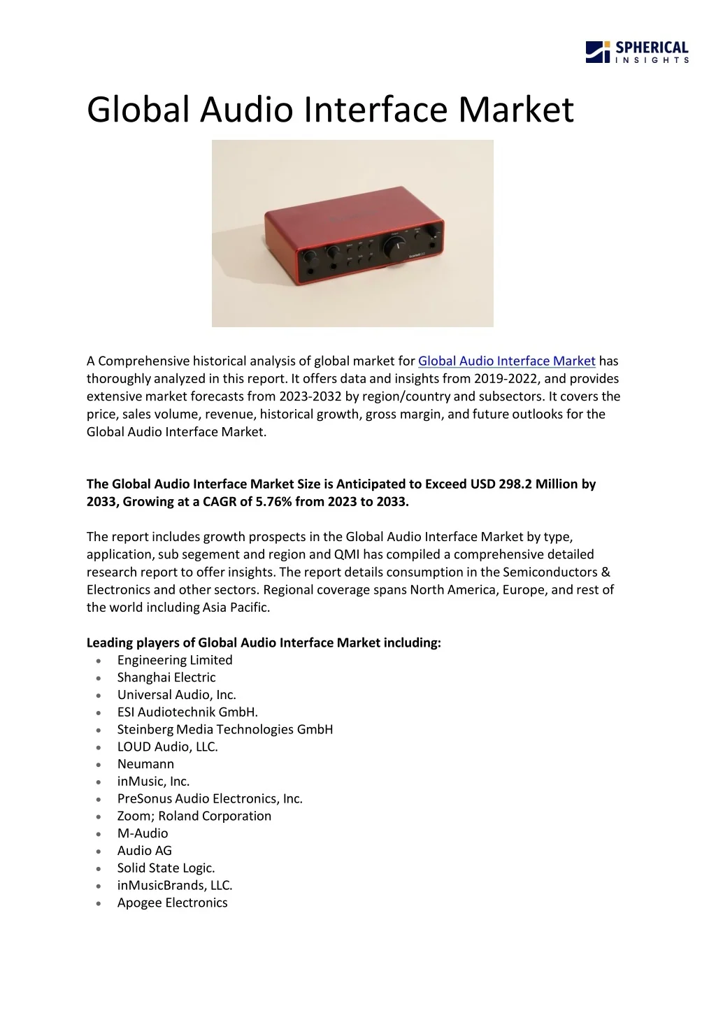 PPT - Global Audio Interface Market PowerPoint Presentation, free ...