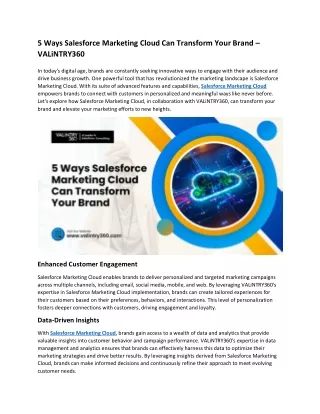 5 ways salesforce marketing cloud can transform