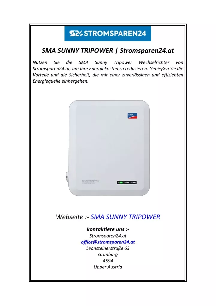 sma sunny tripower stromsparen24 at