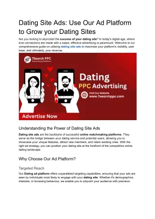 Dating Site Ads: Use Our Ad Platform to Grow your Dating Sites