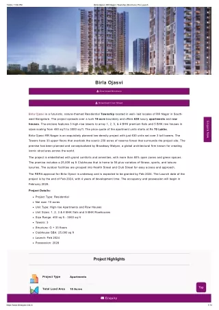 Proper Design Premium 2 & 3 BHK Apartment in Bangalore at Birla Ojasvi