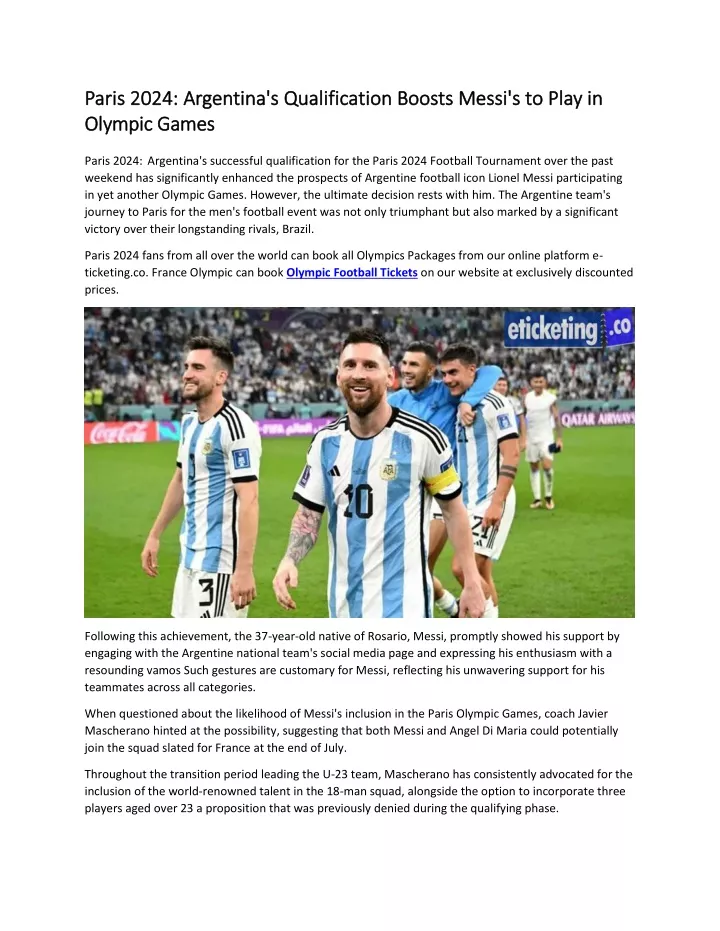 PPT Paris 2024 Argentina's Qualification Boosts Messi's to Play in