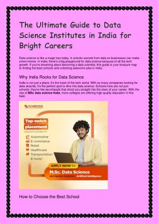 Ultimate Guide to Data Science Institutes in India for Bright Careers