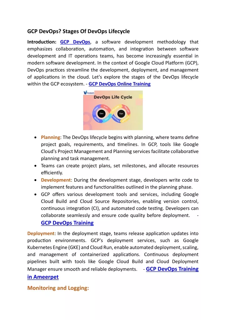 gcp devops stages of devops lifecycle