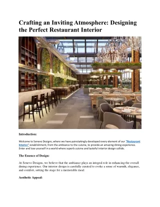 Crafting an Inviting Atmosphere: Designing the Perfect Restaurant Interior