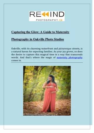 Capturing the Glow A Guide to Maternity Photography in Oakville Photo Studios