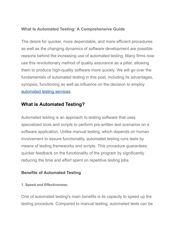 what is automated testing a comprehensive guide
