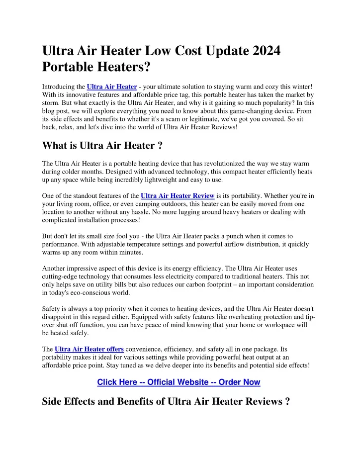 ultra air heater low cost update 2024 portable