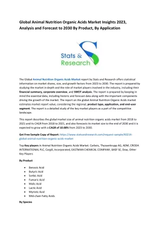 Animal Nutrition Organic Acids Market is Going to reach at CAGR of 10.08 % by 20