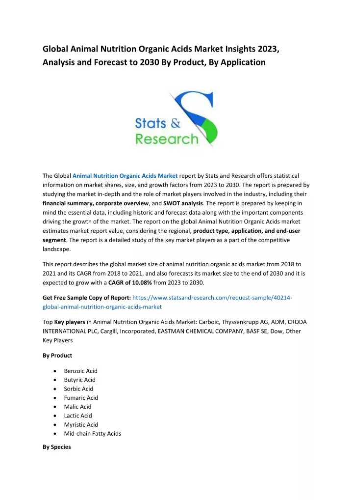 global animal nutrition organic acids market