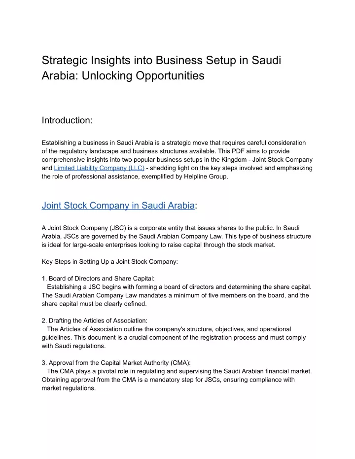 strategic insights into business setup in saudi