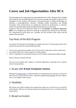 Career and Job Opportunities After BCA -Skips