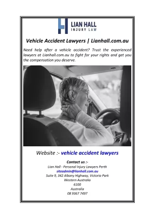 Vehicle Accident Lawyers Lianhall.com.au
