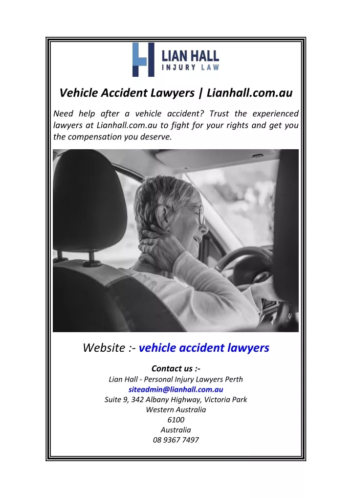 vehicle accident lawyers lianhall com au