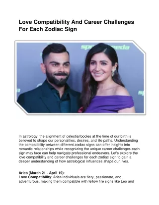 Love Compatibility And Career Challenges For Each Zodiac Sign