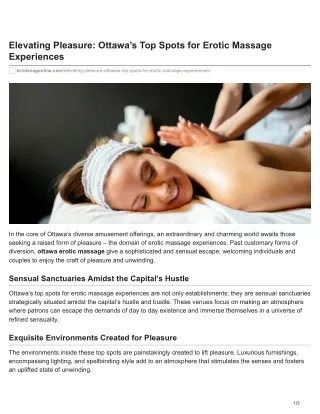 Elevating Pleasure: Discover Ottawa's Elite Massage Spots